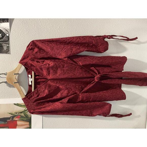 Burgundy Wrap Top by Monday Fun- Size S - Picture 1 of 5